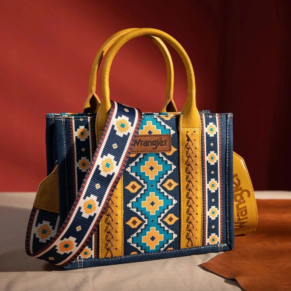 WG2202-8120S Wrangler Southwestern Print Small Canvas Tote/Crossbody